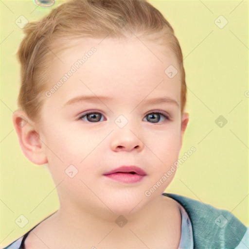 Neutral white child female with short  brown hair and brown eyes