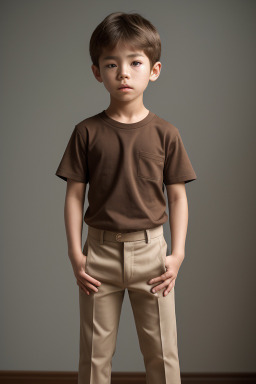 South korean child boy with  brown hair