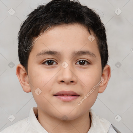 Neutral white child male with short  brown hair and brown eyes