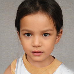 Neutral white child female with short  brown hair and brown eyes