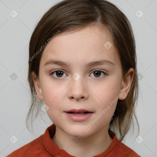 Neutral white child female with medium  brown hair and brown eyes