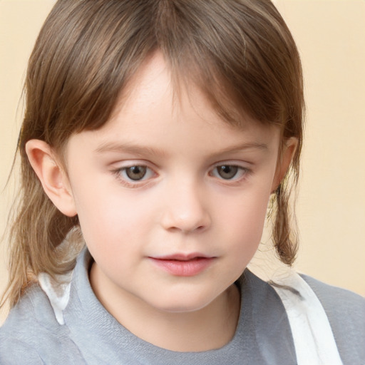 Neutral white child female with medium  brown hair and brown eyes