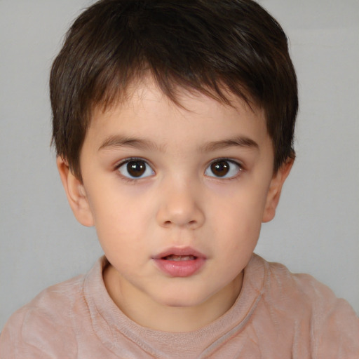 Neutral white child male with short  brown hair and brown eyes