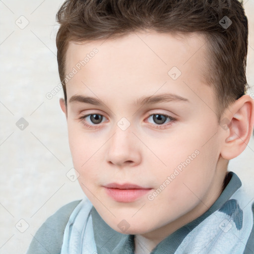 Neutral white child male with short  brown hair and brown eyes