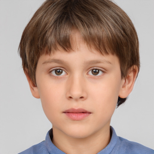 Neutral white child male with short  brown hair and brown eyes