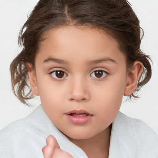 Neutral white child female with medium  brown hair and brown eyes