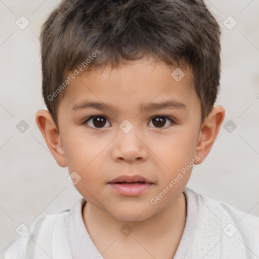 Neutral white child male with short  brown hair and brown eyes