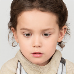 Neutral white child female with short  brown hair and brown eyes