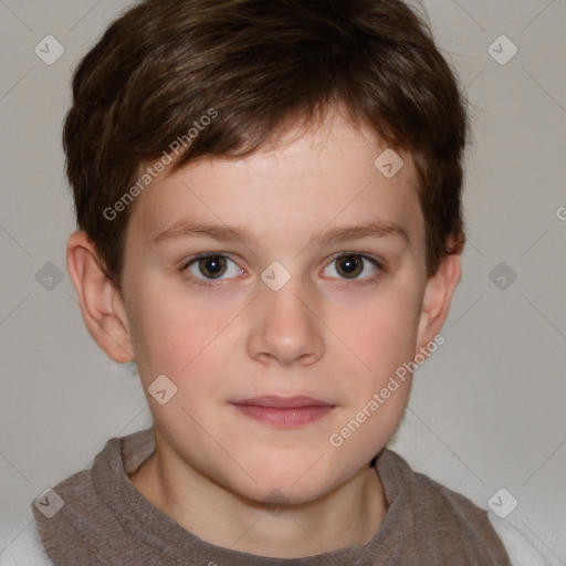 Neutral white child male with short  brown hair and brown eyes