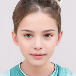 Neutral white child female with short  brown hair and brown eyes