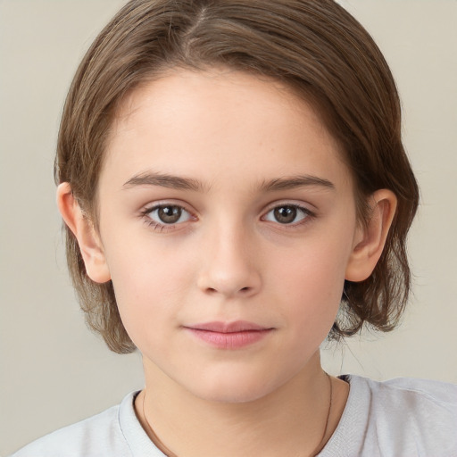 Neutral white child female with medium  brown hair and brown eyes