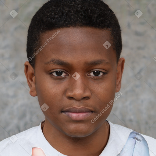 Neutral black child male with short  brown hair and brown eyes