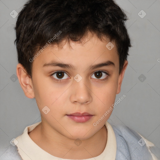 Neutral white child male with short  brown hair and brown eyes