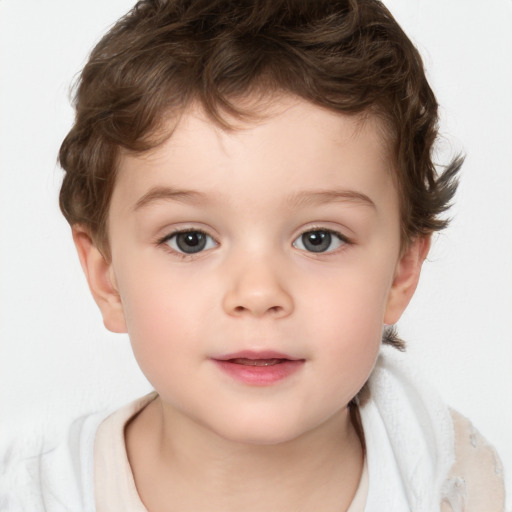 Neutral white child male with short  brown hair and brown eyes