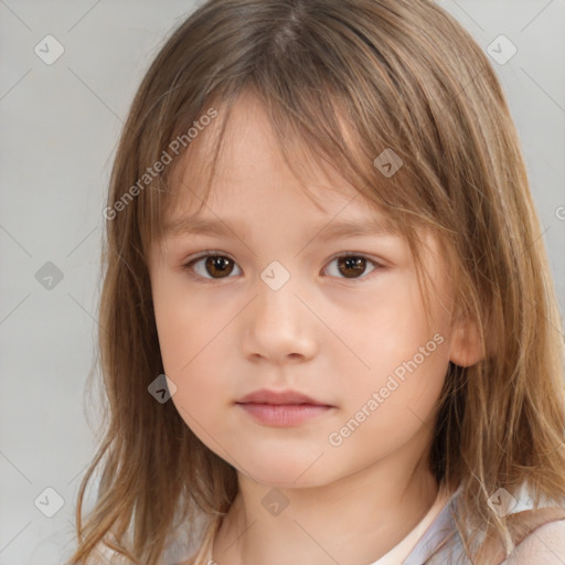 Neutral white child female with medium  brown hair and brown eyes