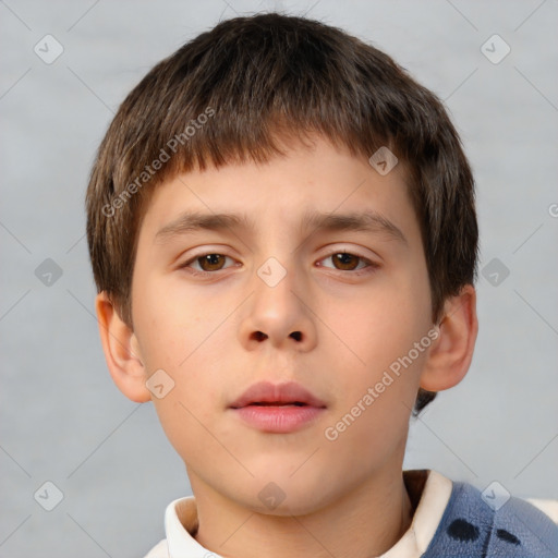 Neutral white child male with short  brown hair and brown eyes