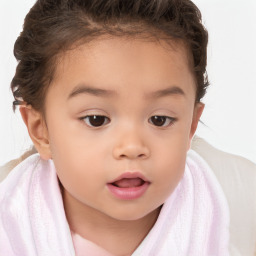 Neutral white child female with short  brown hair and brown eyes