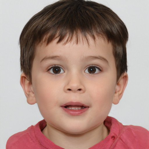 Neutral white child male with short  brown hair and brown eyes