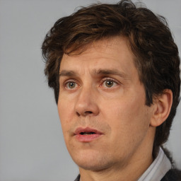 Neutral white adult male with short  brown hair and brown eyes