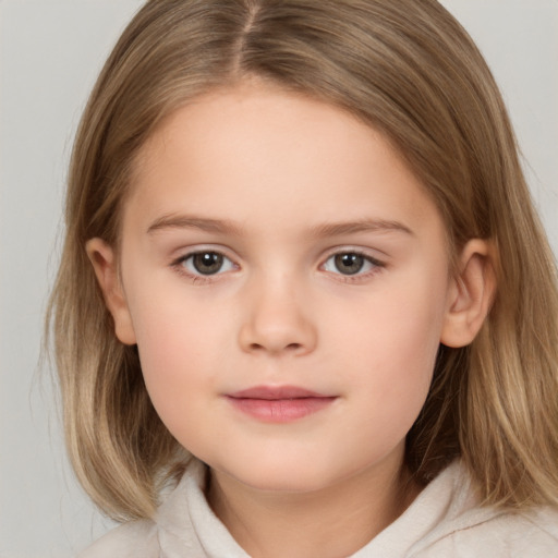 Neutral white child female with medium  brown hair and brown eyes