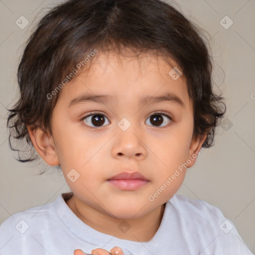 Neutral white child female with medium  brown hair and brown eyes