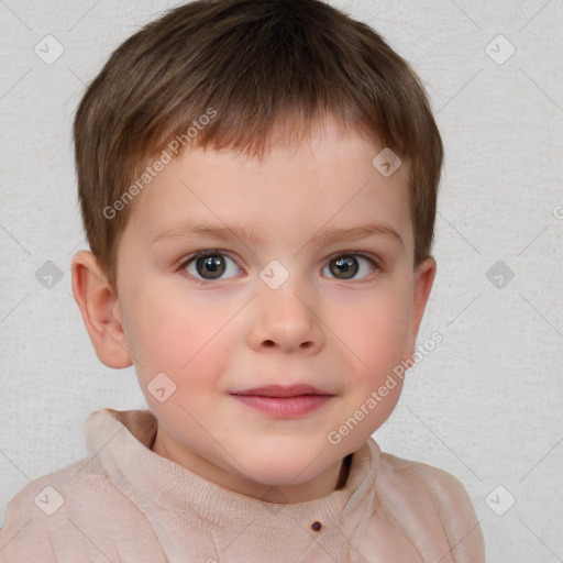 Neutral white child male with short  brown hair and brown eyes