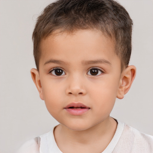 Neutral white child male with short  brown hair and brown eyes