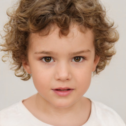 Neutral white child female with short  brown hair and brown eyes