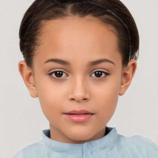 Neutral white child female with short  brown hair and brown eyes