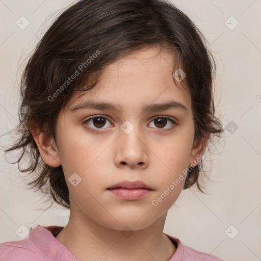 Neutral white child female with medium  brown hair and brown eyes