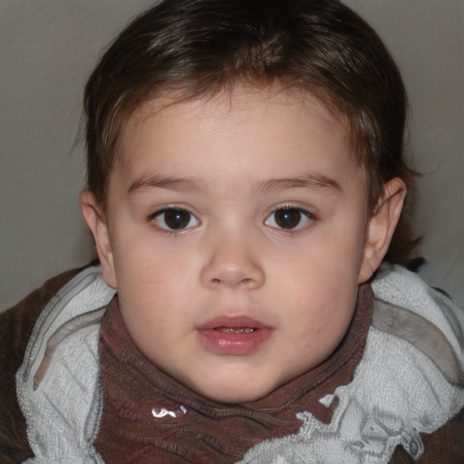 Neutral white child female with short  brown hair and brown eyes