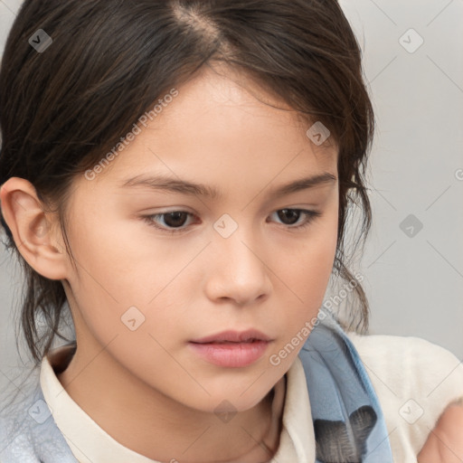 Neutral white child female with medium  brown hair and brown eyes