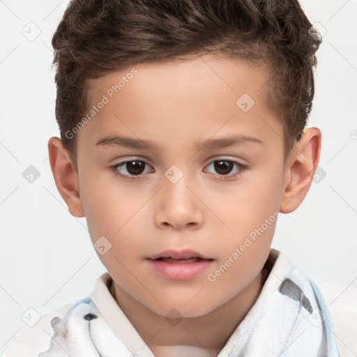 Neutral white child male with short  brown hair and brown eyes