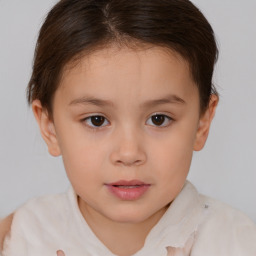 Neutral white child female with short  brown hair and brown eyes