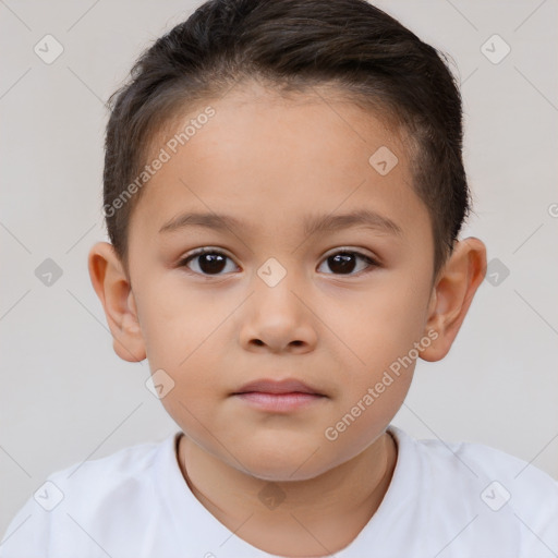 Neutral white child female with short  brown hair and brown eyes