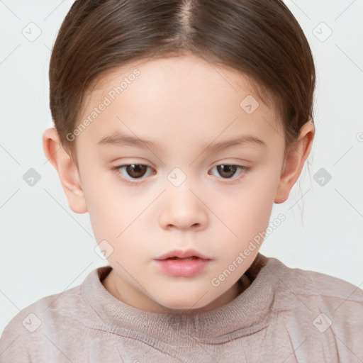 Neutral white child female with short  brown hair and brown eyes