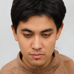 Neutral asian young-adult male with short  brown hair and brown eyes