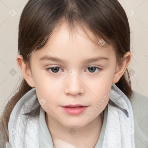 Neutral white child female with medium  brown hair and brown eyes