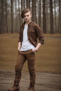 Latvian young adult non-binary with  brown hair