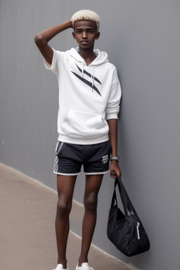 Sudanese teenager boy with  white hair