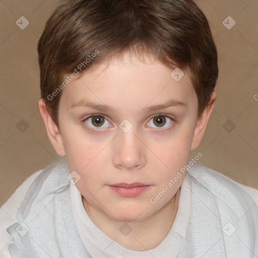 Neutral white child female with short  brown hair and brown eyes