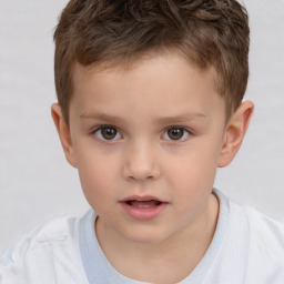 Neutral white child male with short  brown hair and brown eyes