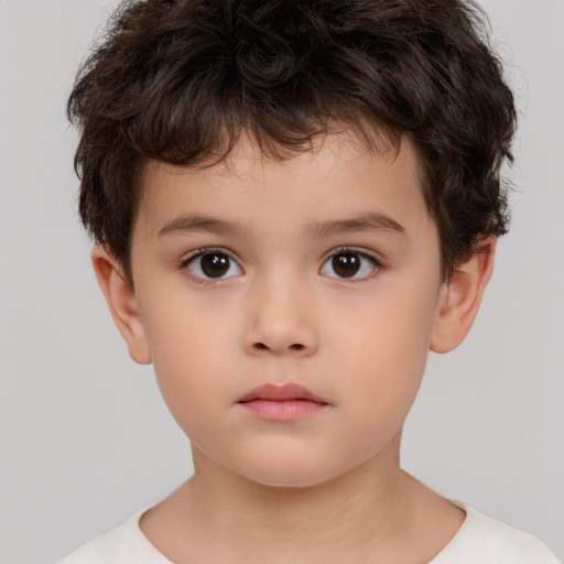 Neutral white child male with short  brown hair and brown eyes