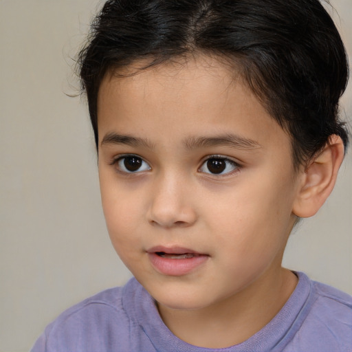 Neutral white child female with short  brown hair and brown eyes