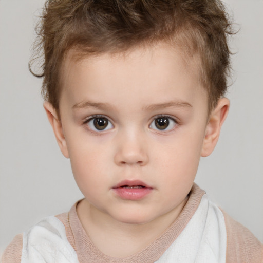 Neutral white child male with short  brown hair and brown eyes