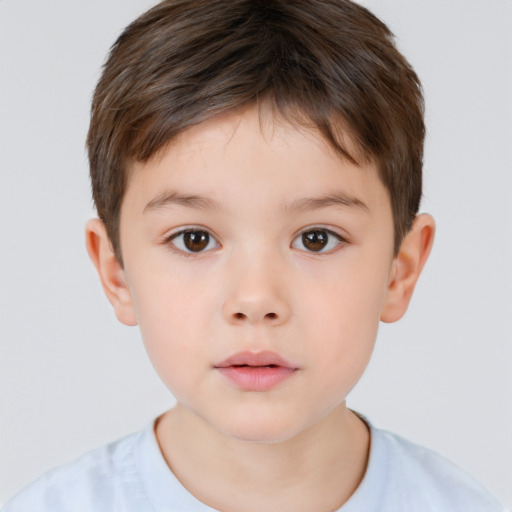 Neutral white child male with short  brown hair and brown eyes