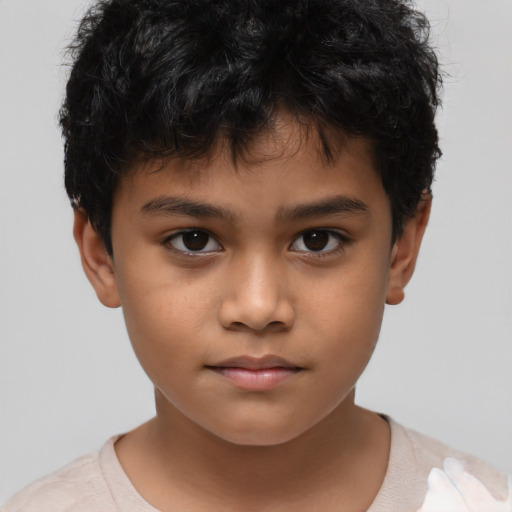 Neutral asian child male with short  brown hair and brown eyes