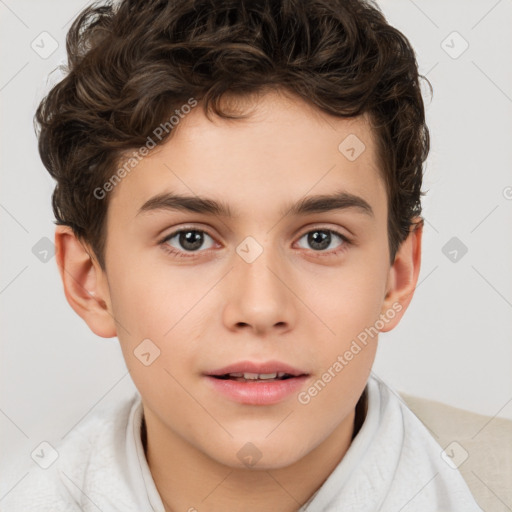 Neutral white child male with short  brown hair and brown eyes