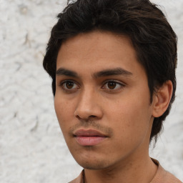 Neutral asian young-adult male with short  brown hair and brown eyes