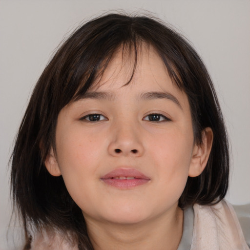 Neutral asian child female with medium  brown hair and brown eyes